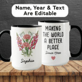Custom January Birth Flower Mug - Carnation & Name Mok