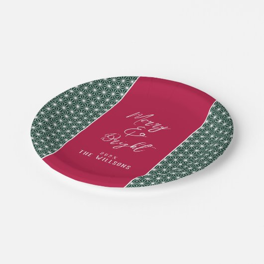 Custom Japandi Christmas Paper Plate – Asanoha  Papieren Bordje (Gekanteld)