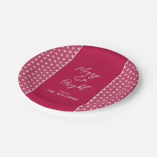 Custom Japandi Christmas Paper Plate – Asanoha Papieren Bordje (Gekanteld)
