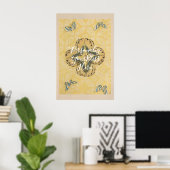 CUSTOM Japanese Butterfly Floral Pattern Art | Poster (Thuiskantoor)