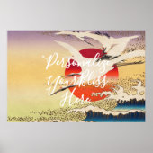 CUSTOM Japanese Great Wave & Crane Art Print  (Voorkant)