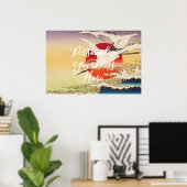 CUSTOM Japanese Great Wave & Crane Art Print  (Thuiskantoor)