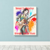 Custom Japanese Woman Gitarist Art Inspirerend Canvas Afdruk (Insitu (Houten vloer))