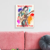 Custom Japanese Woman Gitarist Art Inspirerend Canvas Afdruk (Insitu (Woonkamer))