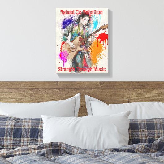 Custom Japanese Woman Gitarist Art Inspirerend Canvas Afdruk (Insitu (Slaapkamer))