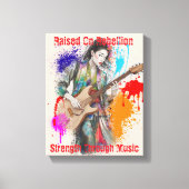 Custom Japanese Woman Gitarist Art Inspirerend Canvas Afdruk (Voorkant)