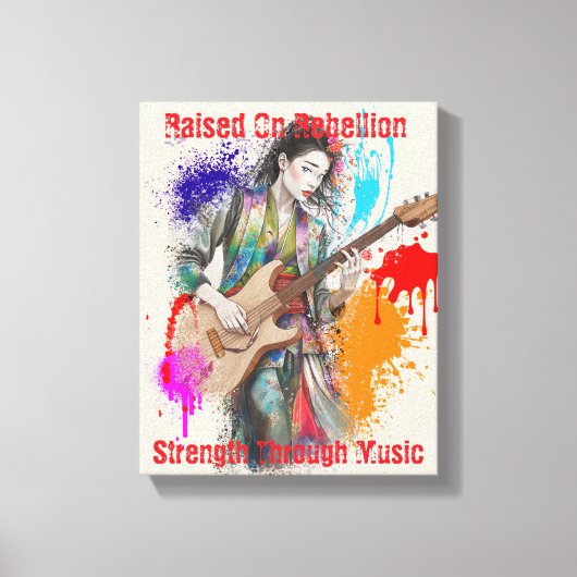 Custom Japanese Woman Gitarist Art Inspirerend Canvas Afdruk (Voorkant)