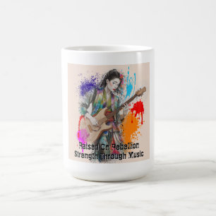 Custom Japanese Woman Gitarist Art Inspirerend Koffiemok