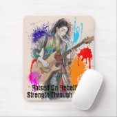 Custom Japanese Woman Gitarist Art Inspirerend Muismat (Met muis)