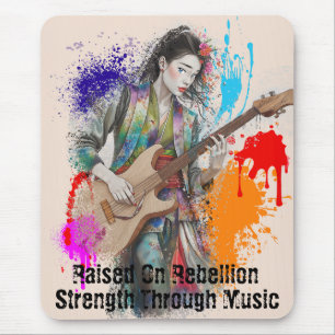 Custom Japanese Woman Gitarist Art Inspirerend Muismat