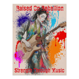 Custom Japanese Woman Gitarist Art Inspirerend Perfect Poster
