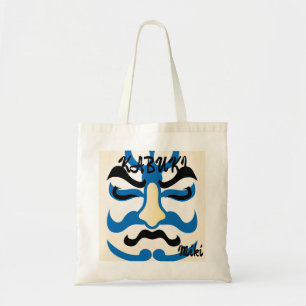 Custom JapansKabuki Esthetisch Grappig Blauw Tote Bag