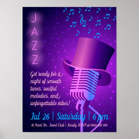 Custom Jazz Night Retro Poster (Voorkant)