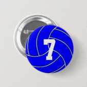 CUSTOM JERSEY NUMBER Blue Volleyball Round Button (Voorkant /achterkant)