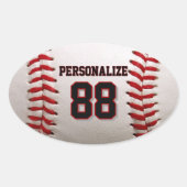 Custom Jersey Number & Name Baseball Player Design Ovale Sticker (Voorkant)