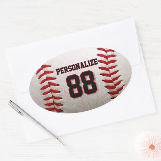Custom Jersey Number & Name Baseball Player Design Ovale Sticker (Envelop)