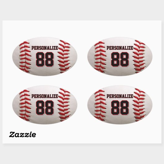 Custom Jersey Number & Name Baseball Player Design Ovale Sticker (Vel)