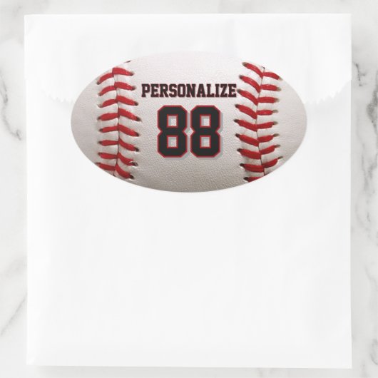 Custom Jersey Number & Name Baseball Player Design Ovale Sticker (Tas)