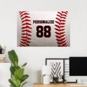 Custom Jersey Number & Name Baseball Player Design Poster (Thuiskantoor)