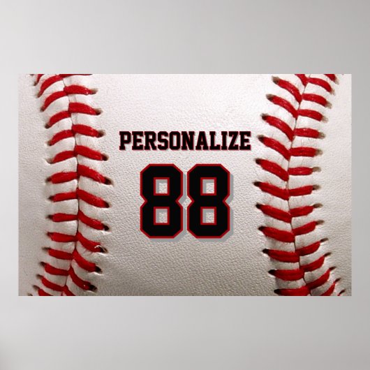 Custom Jersey Number & Name Baseball Player Design Poster (Voorkant)