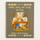 Custom Jesus & Coffee Crayon Art 2026 2027 Planner (Voorkant)