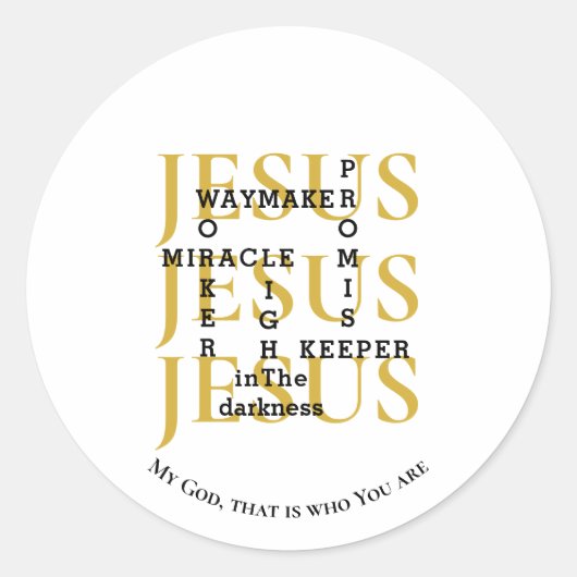 Custom JESUS Waymaker Christelijk Ronde Sticker (Voorkant)