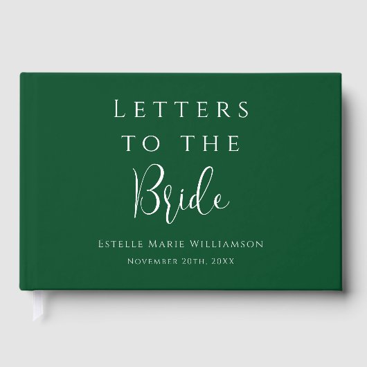 Custom Jewel Emerald Green Letters aan de bruid Gastenboek (Voorkant)