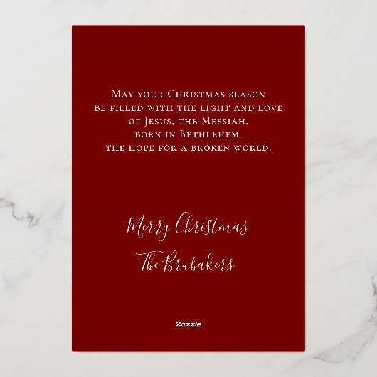 Custom John 3:16 Original Nativity Christmas Gold Folie Feestdagenkaart (Achterkant)