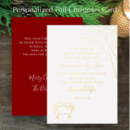 Custom John 3:16 Original Nativity Christmas Gold Folie Feestdagenkaart