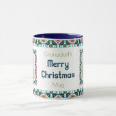 Custom Jolly Blue Merry Christmas Foto Thee Koffie Mok (Midden)