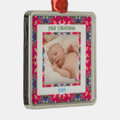 Custom Jolly Happy First Christmas Photo Lijst Metalen Ornament (Rechts)