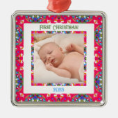 Custom Jolly Happy First Christmas Photo Lijst Metalen Ornament (Voorkant)