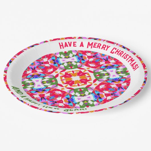 Custom Jolly Kleurrijke Moderne Kerstkeuken Papieren Bordje (Gekanteld)