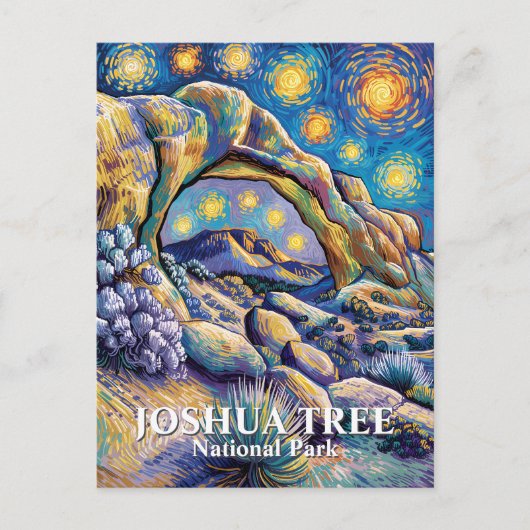 Custom Joshua Tree Arch Rock Starry Night Colorful Briefkaart (Voorkant)
