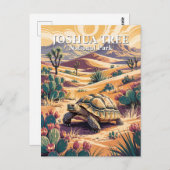 Custom Joshua Tree Tortoise Retro Desert Landscape Briefkaart (Voorkant / Achterkant)