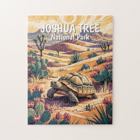Custom Joshua Tree Tortoise Retro Desert Landscape Legpuzzel (Verticaal)