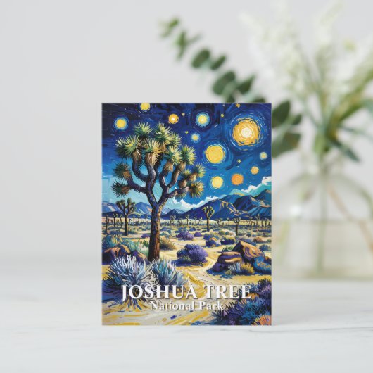 Custom Joshua Tree Van Gogh Starry Night Modern Briefkaart (Staand voorkant)