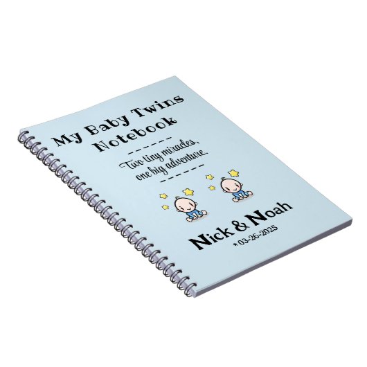 Custom Journal, gepersonaliseerde Baby Boy Twins, Notitieboek (Rechterzijde)