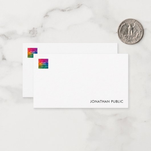 Custom Jouw naam Company Logo Elegant Notitiekaartje (Voorkant / Achterkant in situ)