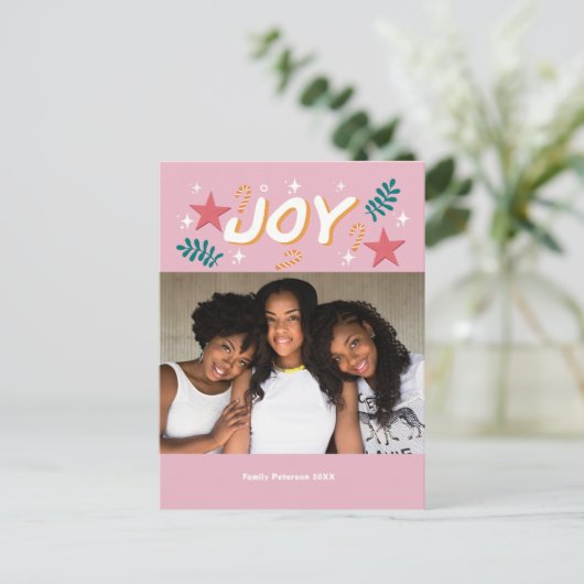 custom joy trendy photo girly cute Thank You Card Briefkaart (Staand voorkant)