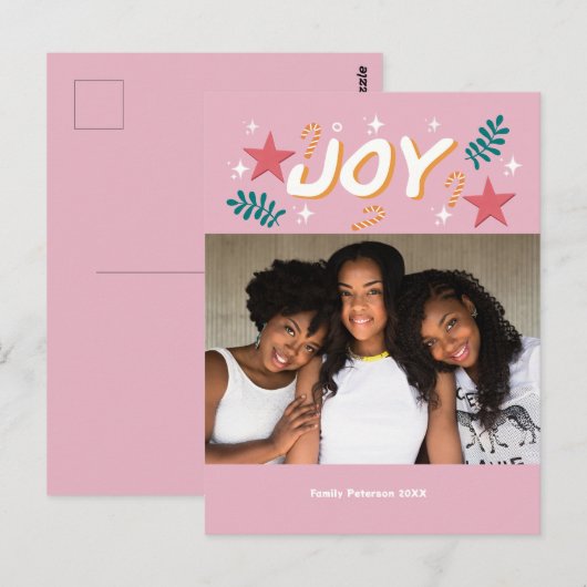 custom joy trendy photo girly cute Thank You Card Briefkaart (Voorkant / Achterkant)