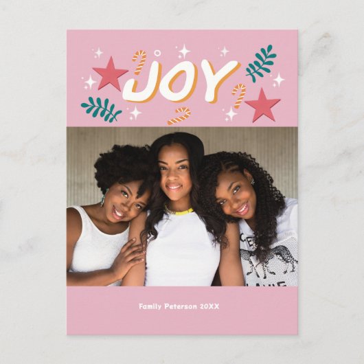 custom joy trendy photo girly cute Thank You Card Briefkaart (Voorkant)