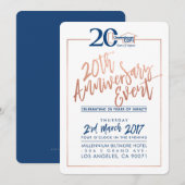 CUSTOM JUBILEUM PARTY INVITE corporate navy 2 Kaart (Voorkant / Achterkant)