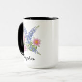 Custom July Birth Flower - Personalized Name Mok (Voorkant links)
