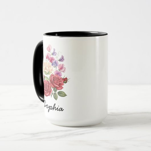 Custom June Birth Flower - Personalized Name Mok (Voorkant links)