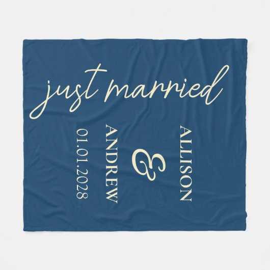 Custom Just Married Blanket Gift for Newlyweds Fleece Deken (Voorkant (Horizontaal))