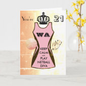 Custom Keep Calm and Play Netball 21e verjaardag Kaart (Gele Bloem)