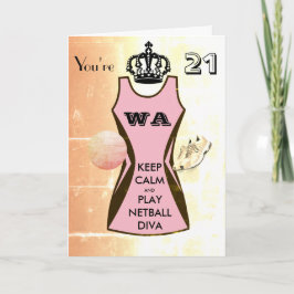 Custom Keep Calm and Play Netball 21e verjaardag Kaart