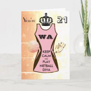 Custom Keep Calm and Play Netball 21e verjaardag Kaart
