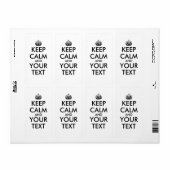Custom Keep Calm Labels Voeg Jouw tekst en kleur t (Full Sheet)